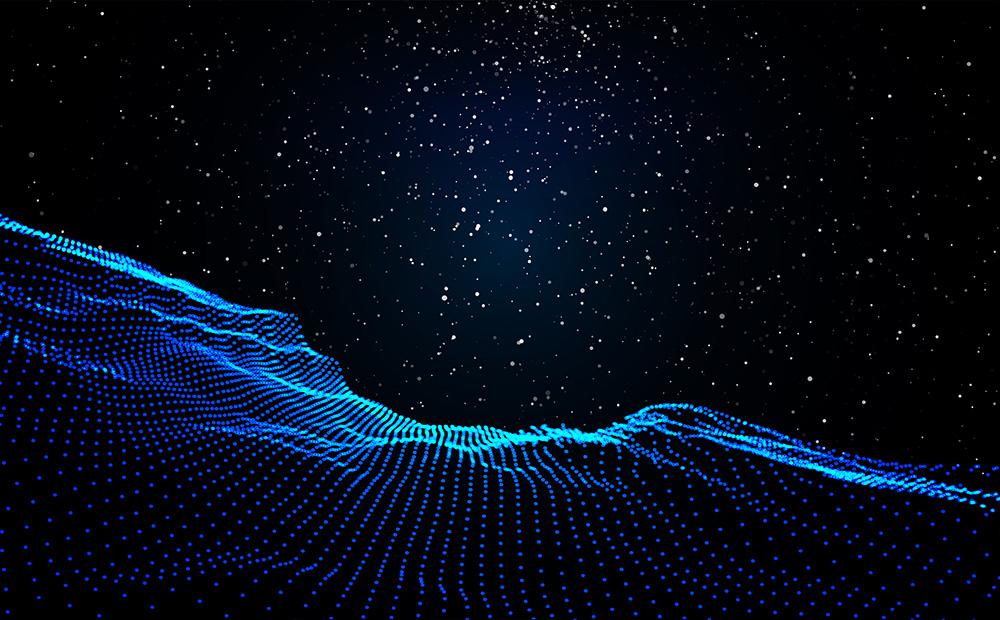 蓝色星空抽象的数字流动粒子PPT背景图片