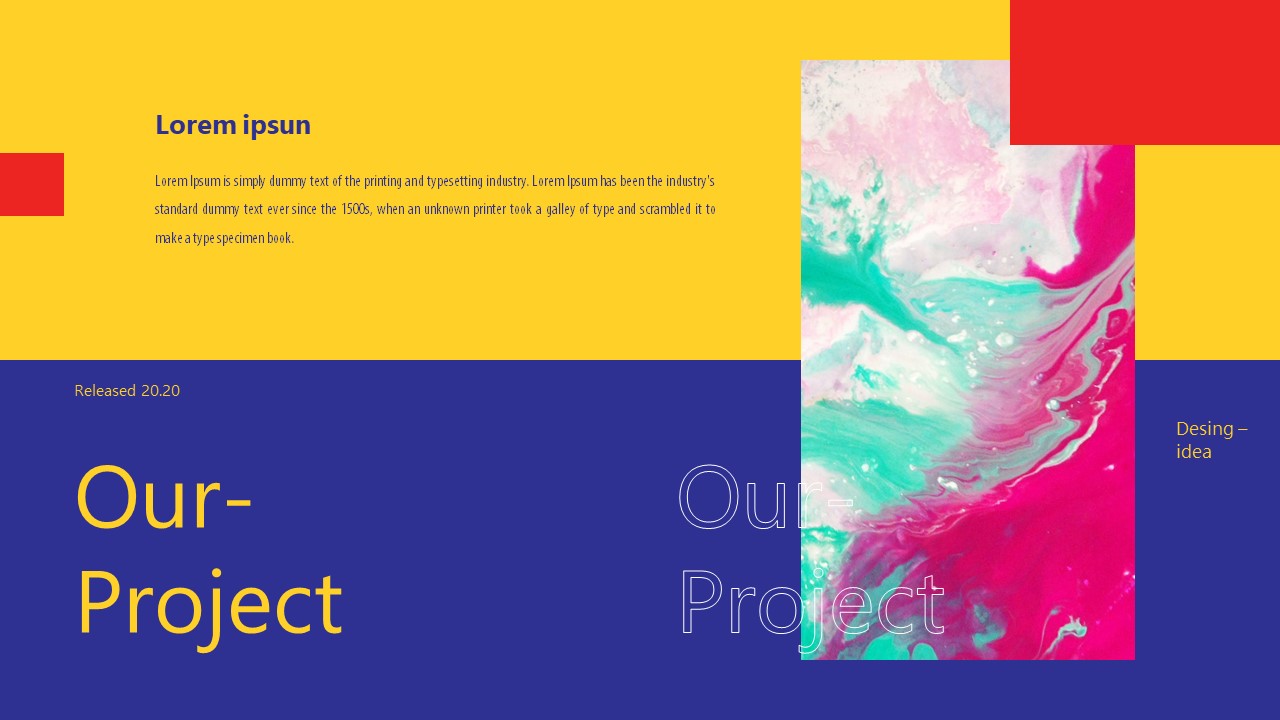 彩色杂志风艺术作品设计介绍PPT模板下载