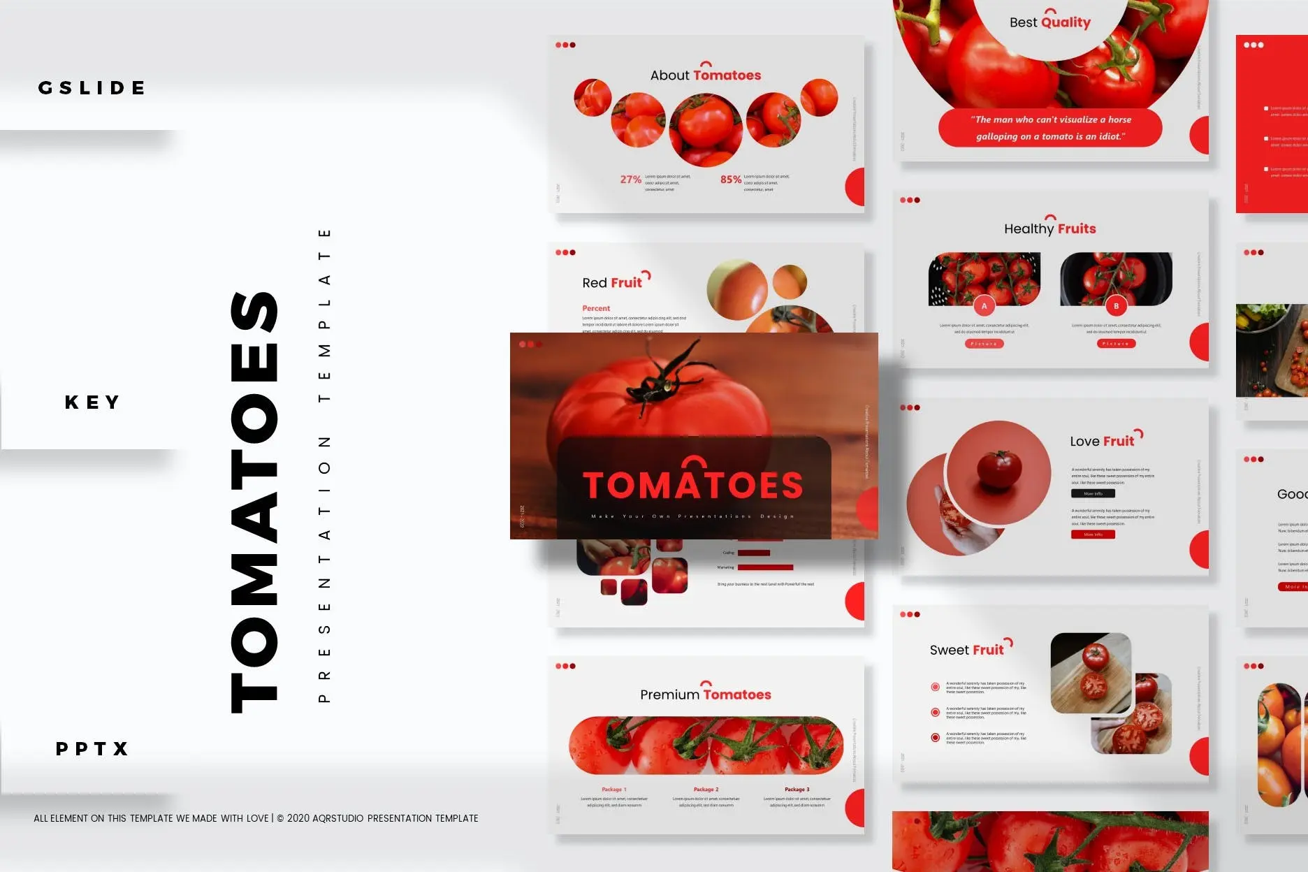 创意公司简介西红柿蔬果产品推广三合一幻灯片模板下载 