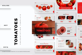 创意公司简介西红柿蔬果产品推广三合一幻灯片模板下载 