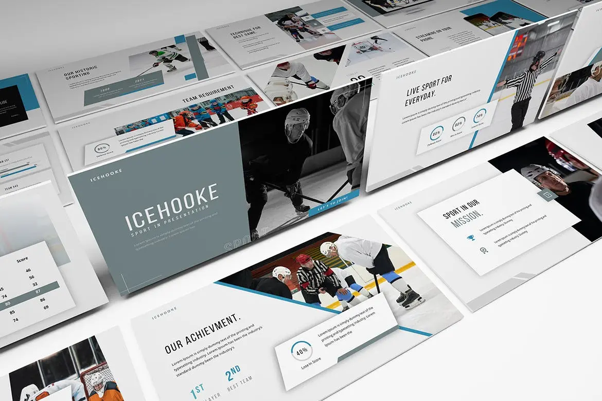 创意设计冰球体育竞技运动PPT模板下载(图2)