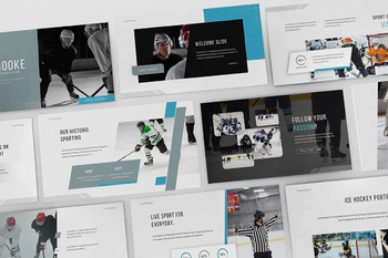 创意设计冰球体育竞技运动PPT模板下载