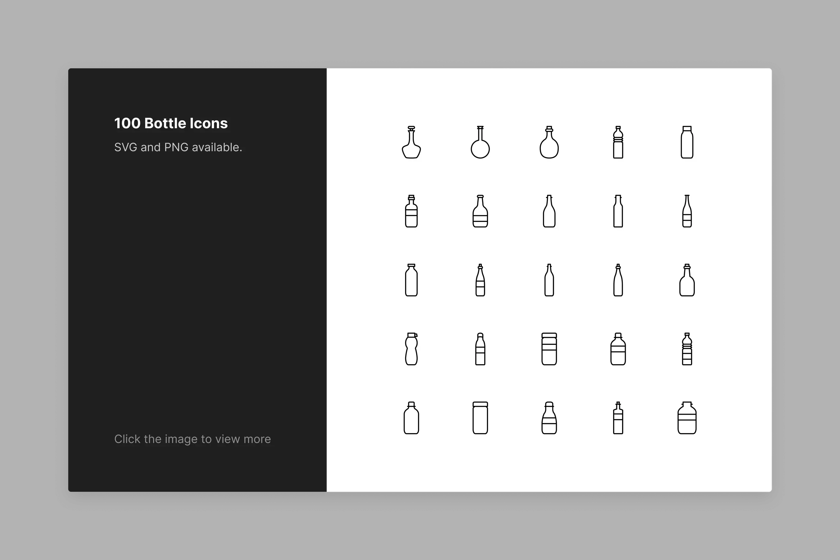 100枚简约线性风格SVG格式矢量瓶子图标