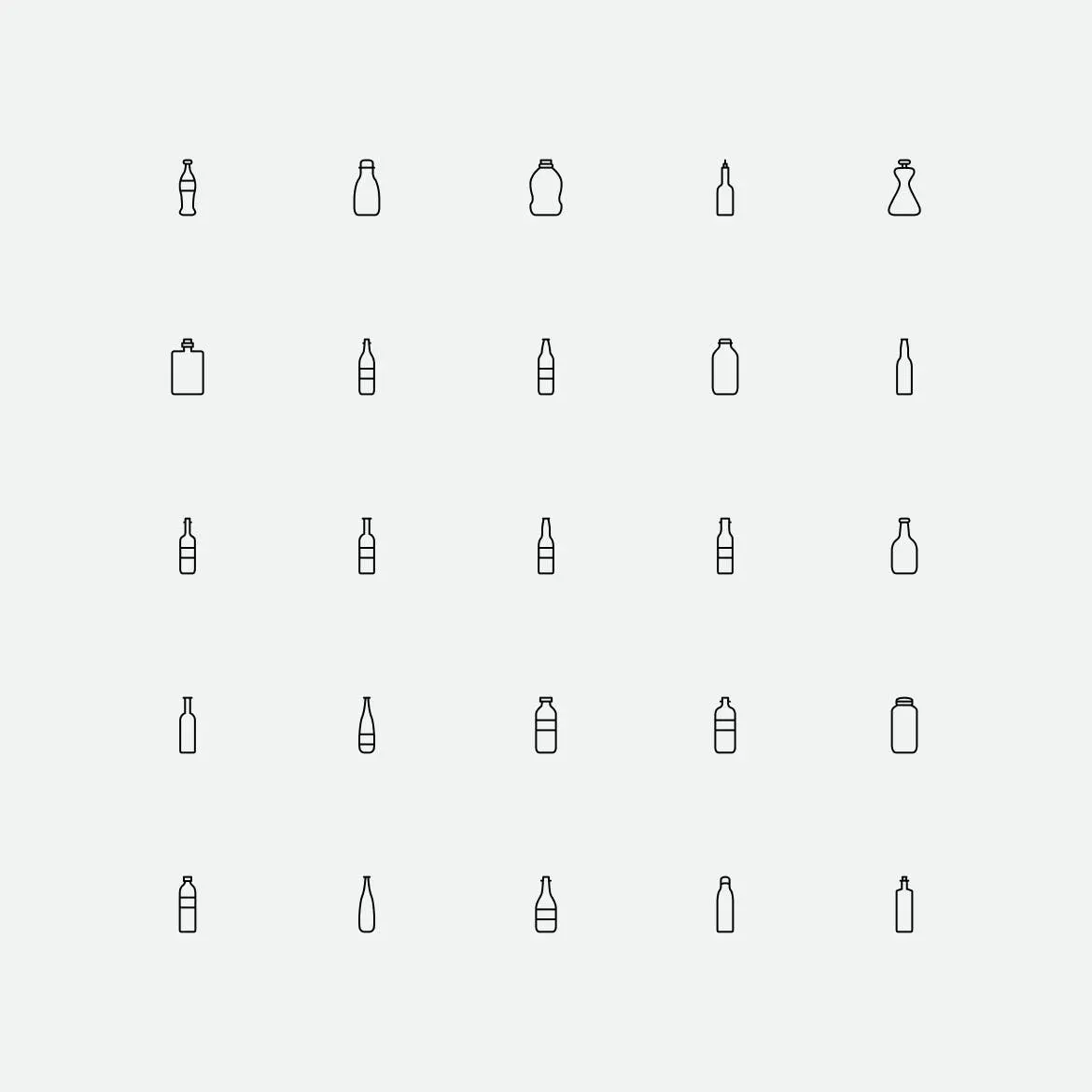 100枚简约线性风格SVG格式矢量瓶子图标(图3)