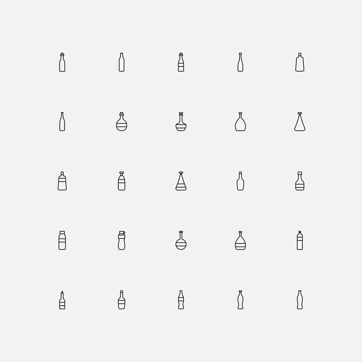 100枚简约线性风格SVG格式矢量瓶子图标(图1)