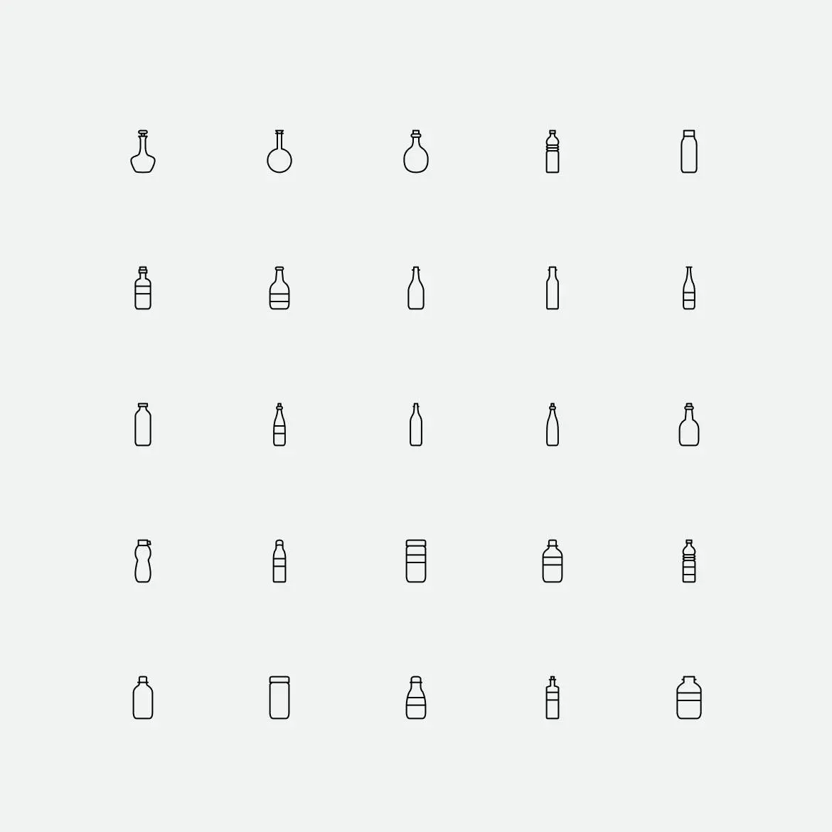100枚简约线性风格SVG格式矢量瓶子图标(图2)