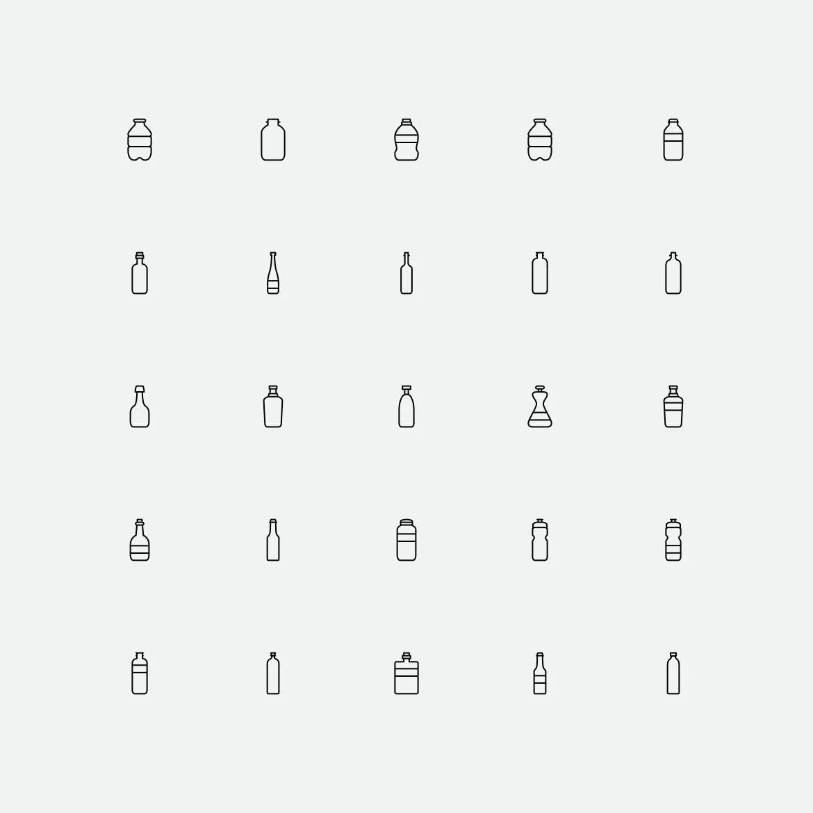 100枚简约线性风格SVG格式矢量瓶子图标(图4)