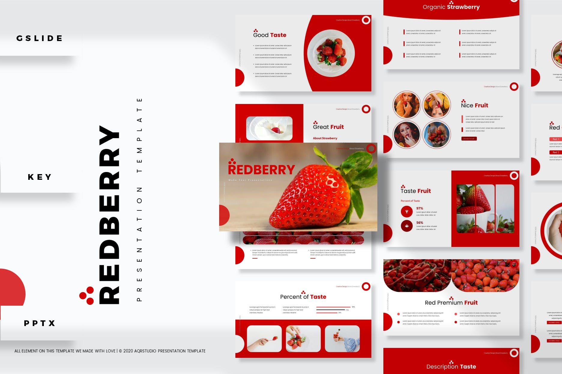 草莓水果企业推广PPT模板免费下载