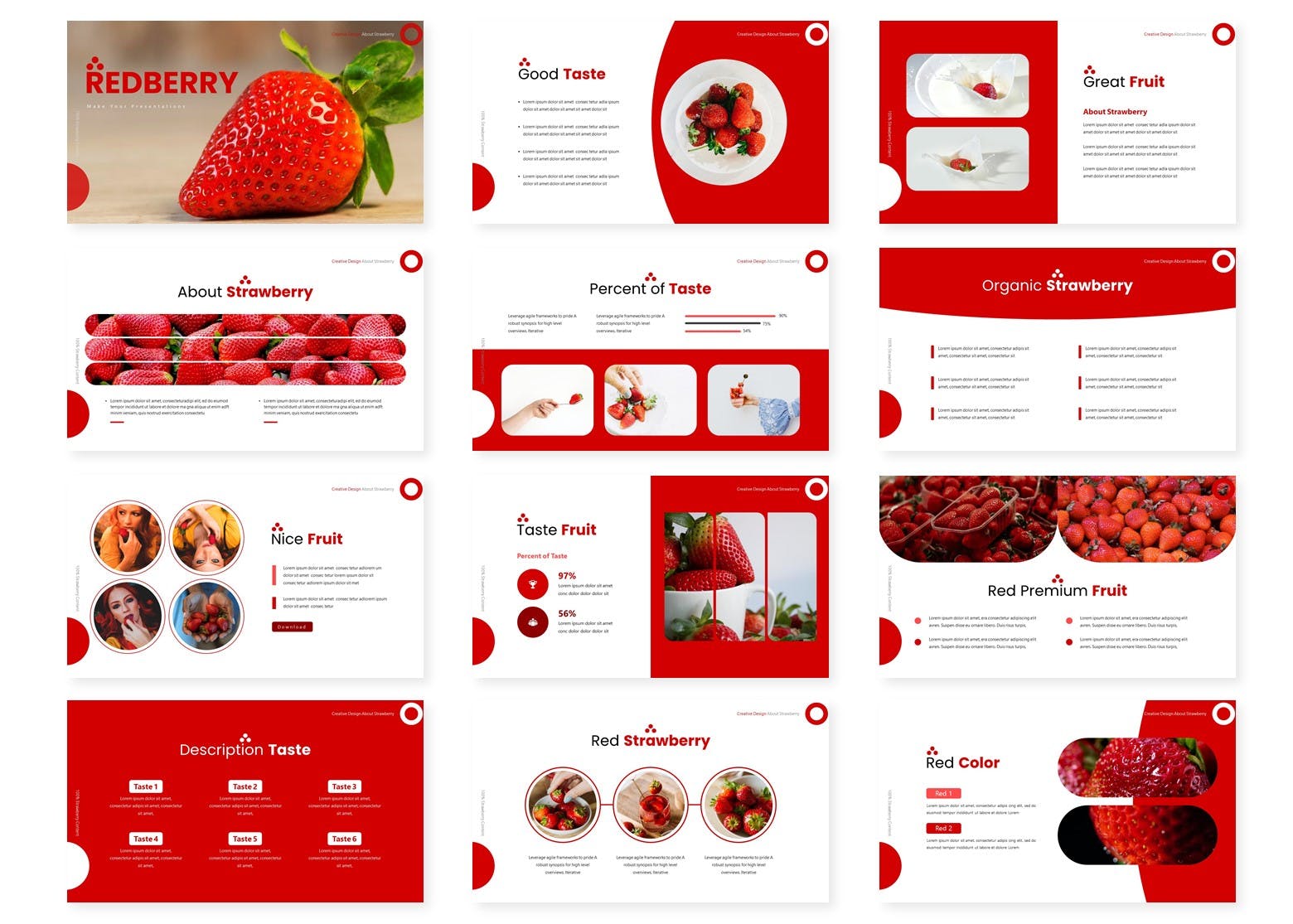 草莓水果企业推广PPT模板免费下载(图2)