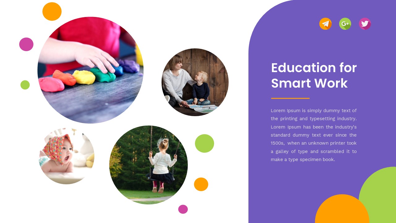 紫色可爱儿童教育培训介绍PPT模板免费下载