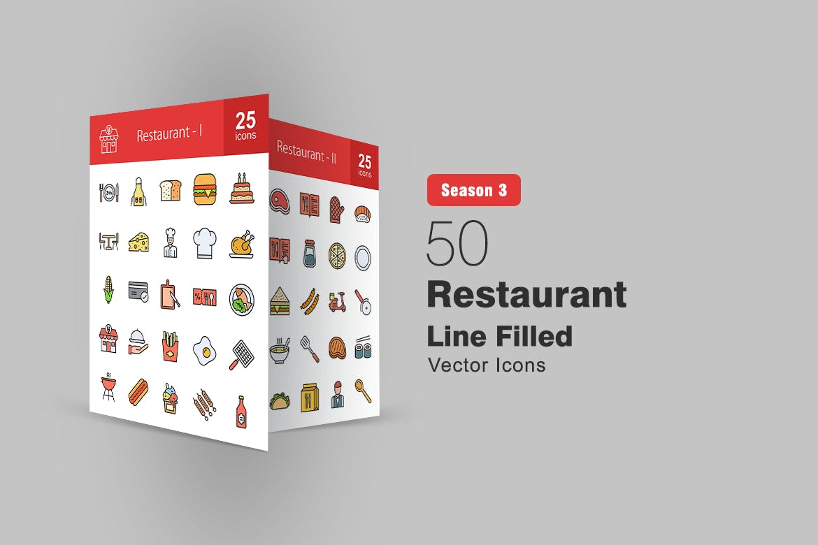 50个餐厅填充线条ppt可编辑SVG矢量图标素材(图2)