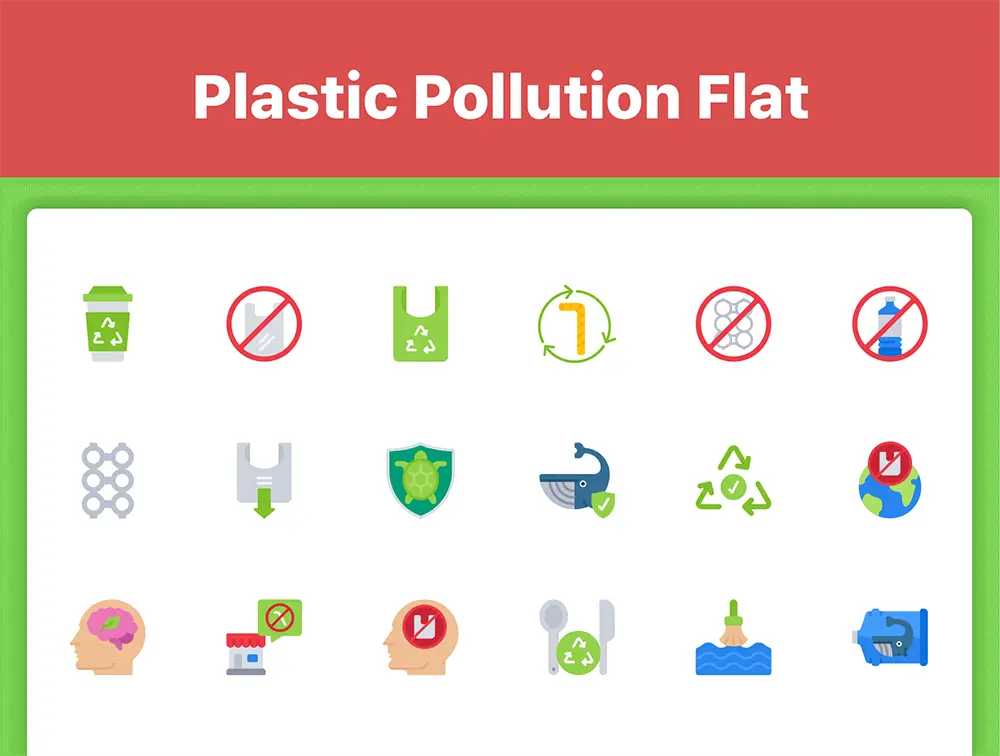 150枚ppt可编辑SVG格式塑料污染环保图标素材图标(图5)