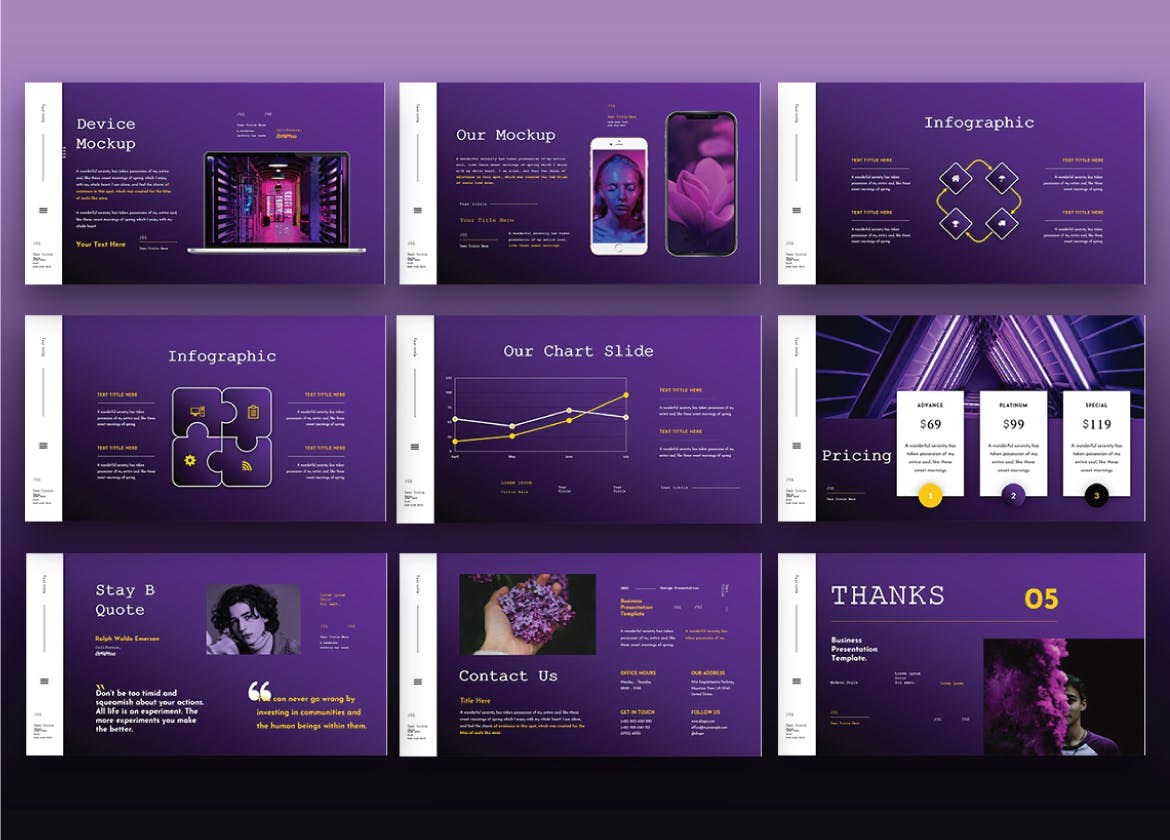 紫色主题时尚品牌推广公司简介商业PPT模板免费下载(图1)
