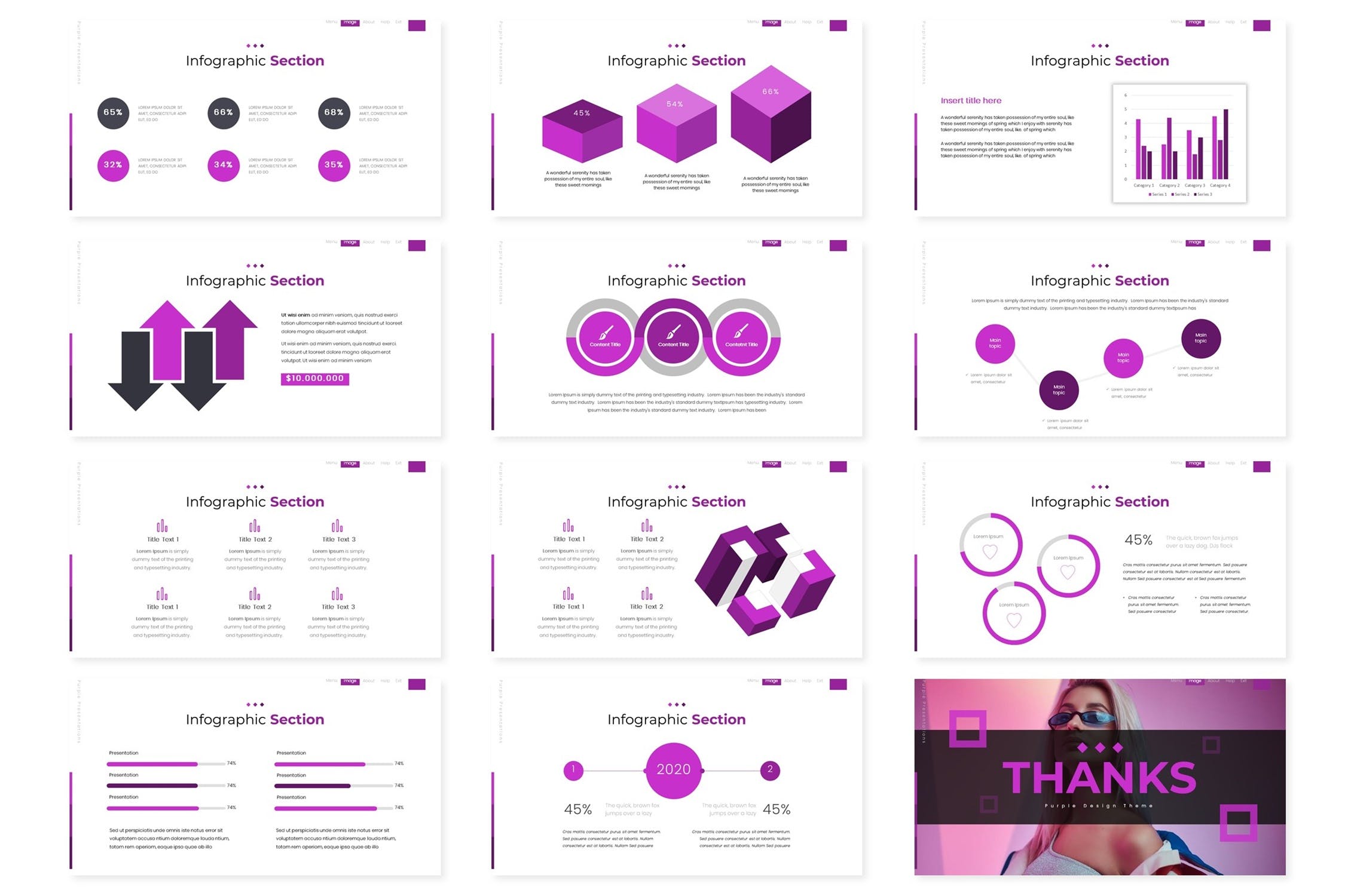 紫色主题女性发型商业PPT设计模板免费下载(图2)