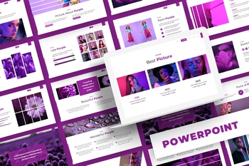 紫色主题女性发型商业PPT设计模板免费下载