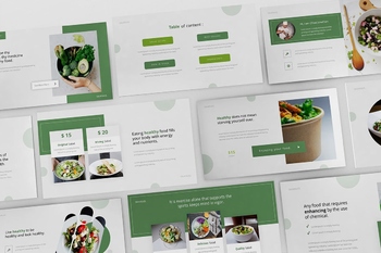 绿色蔬菜沙拉食品介绍推广幻灯片PPT模板免费下载