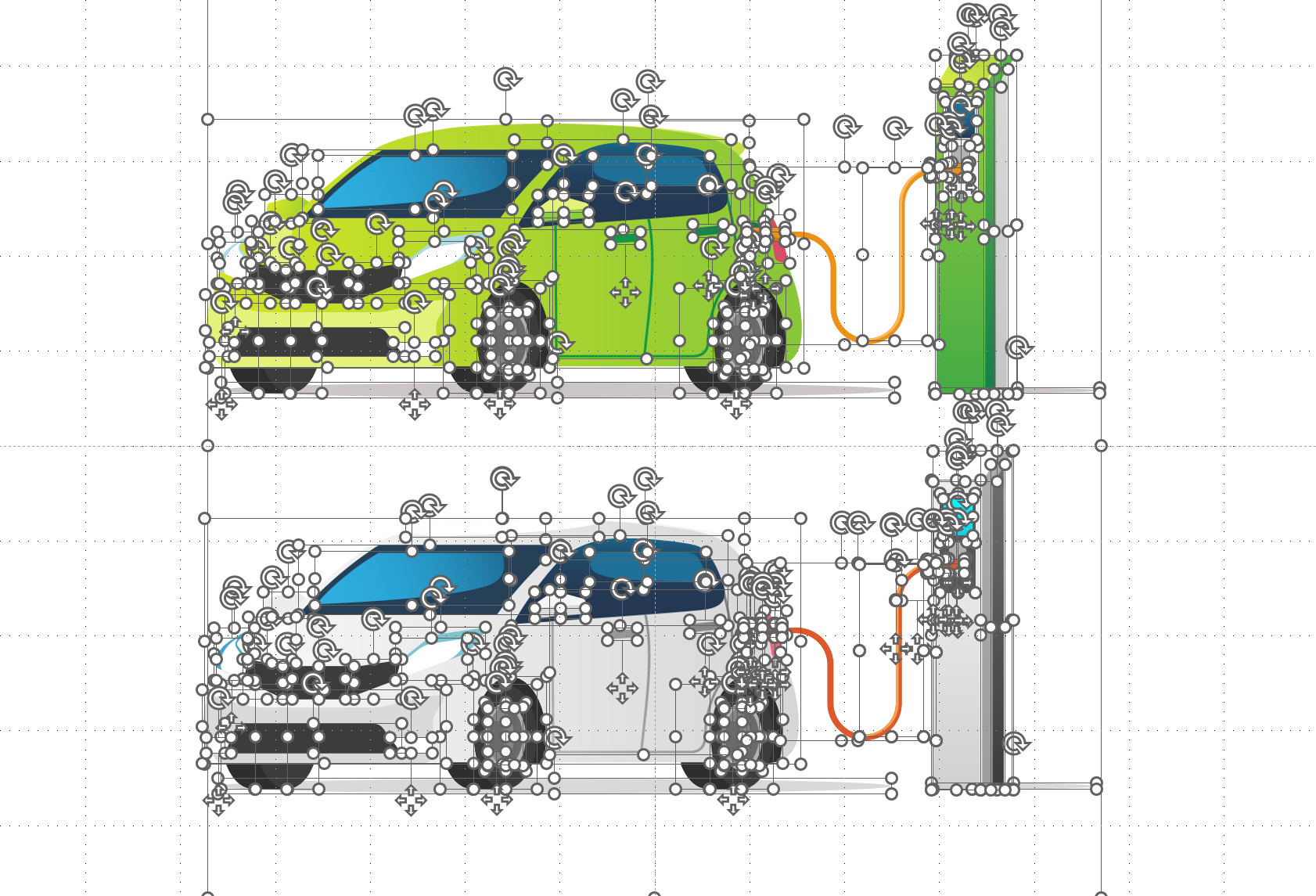 新能源汽车充电桩场景矢量图片素材(PPTX,AI)(图1)
