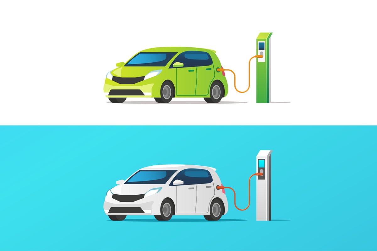新能源汽车充电桩场景矢量图片素材(PPTX,AI)