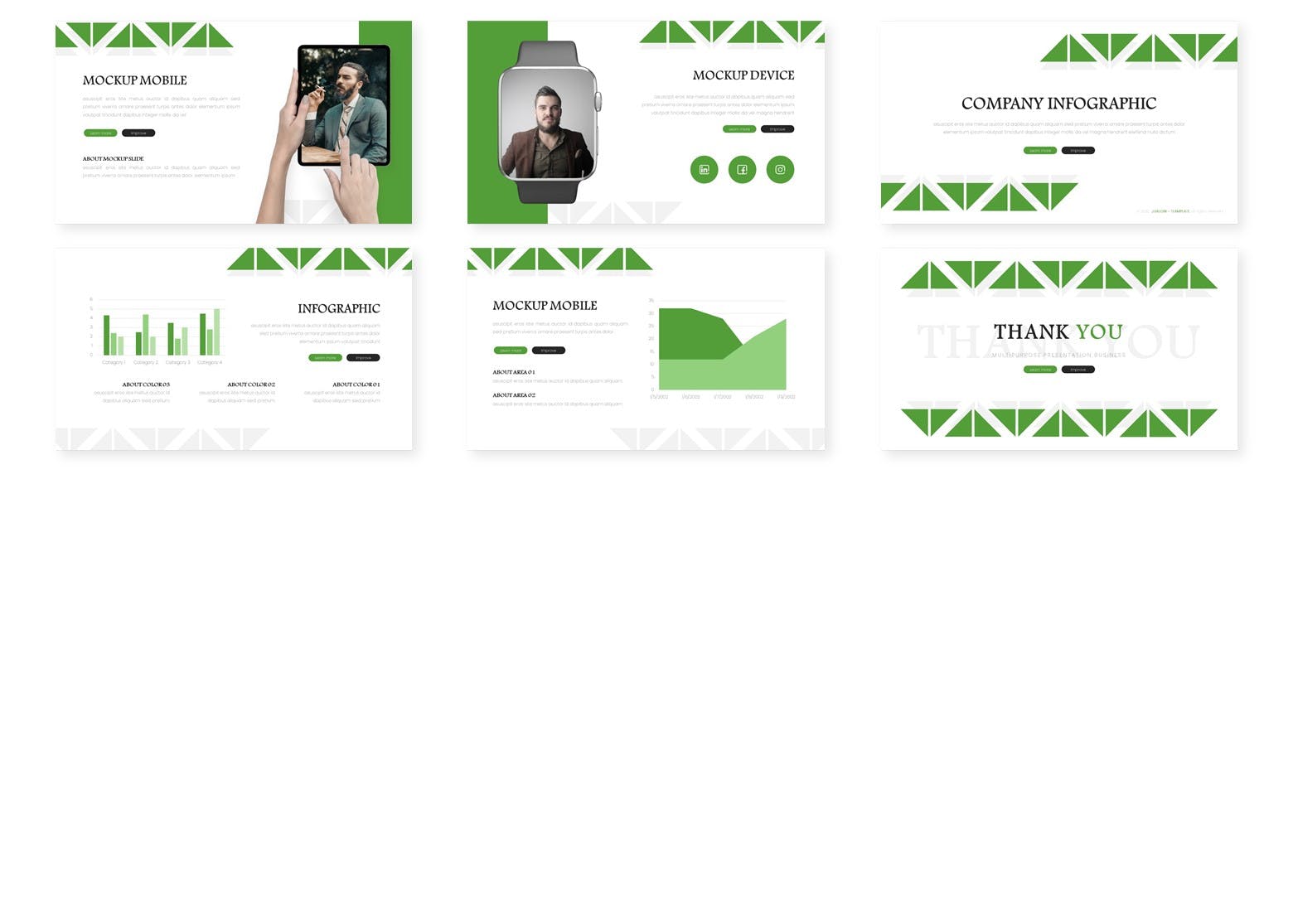 绿色三角形多用途商业推广PPT幻灯片模板 免费下载(图4)