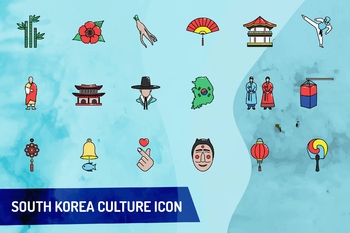 矢量可编辑韩国风格文化矢量图标免费下载