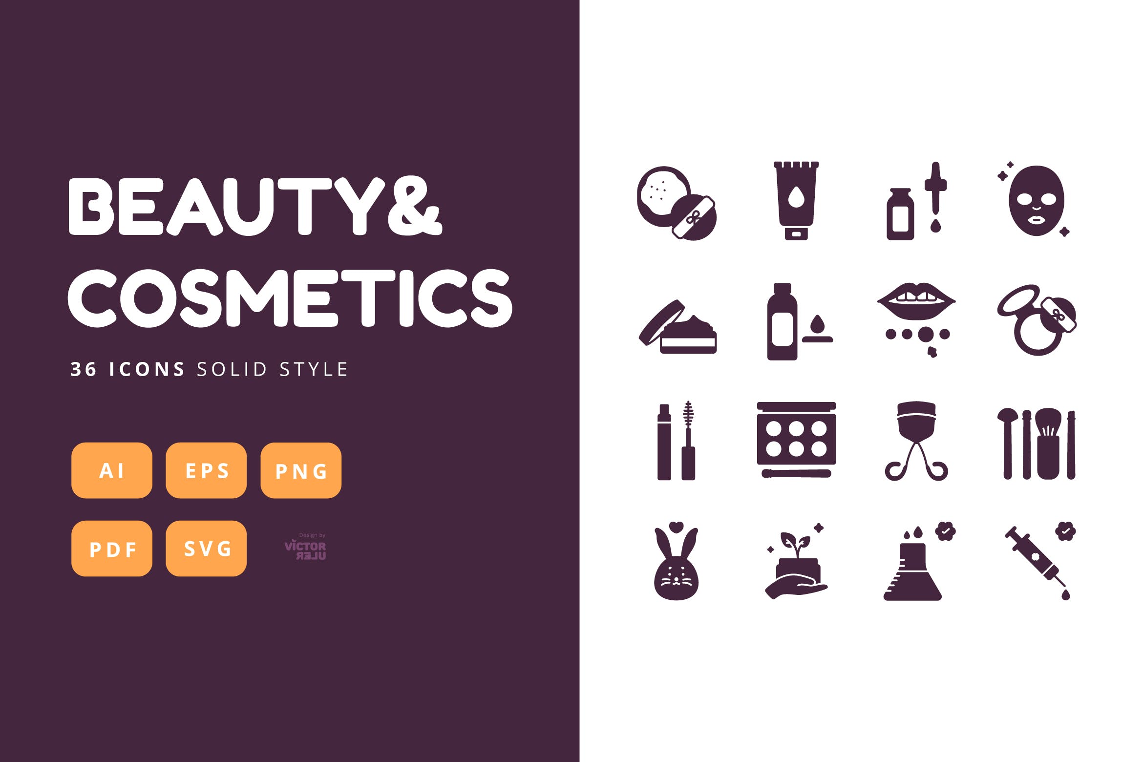 可编辑36枚实体风格美容&化妆品图标素材免费下载