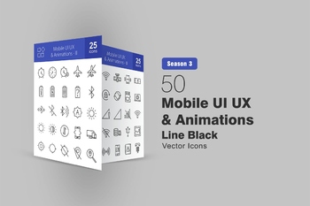 矢量可编辑50个手机UI/UX设计线条图标免费下载