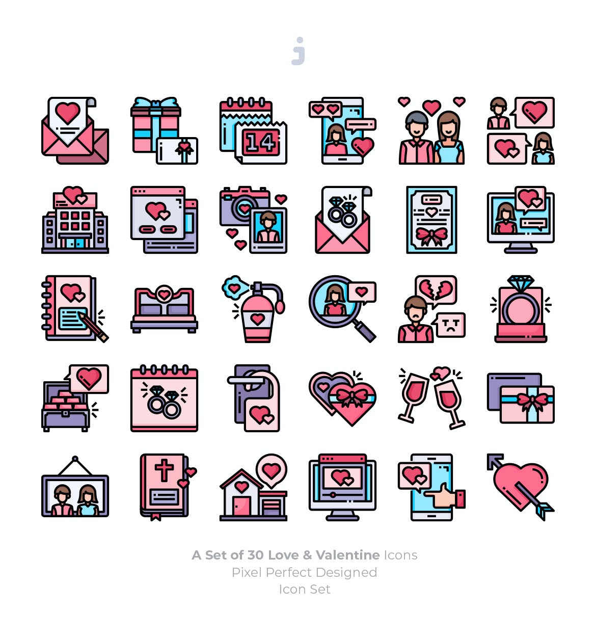 矢量可编辑30个爱情和情人节矢量图标免费下载(图1)