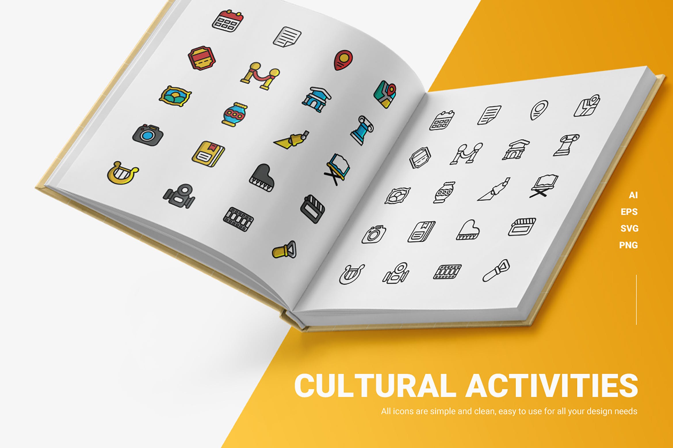 可编辑25枚文化活动主题着陆页横幅矢量图标素材免费下载