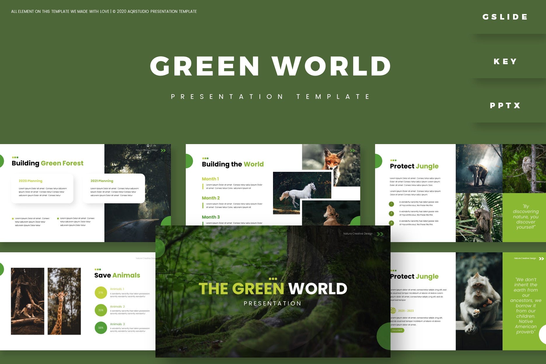 自然绿色主题商业多用途PPT模板免费下载