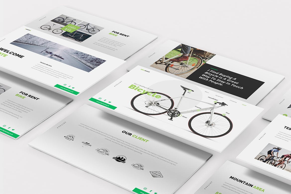 自行车主题产品推广商业PPT模板免费下载 