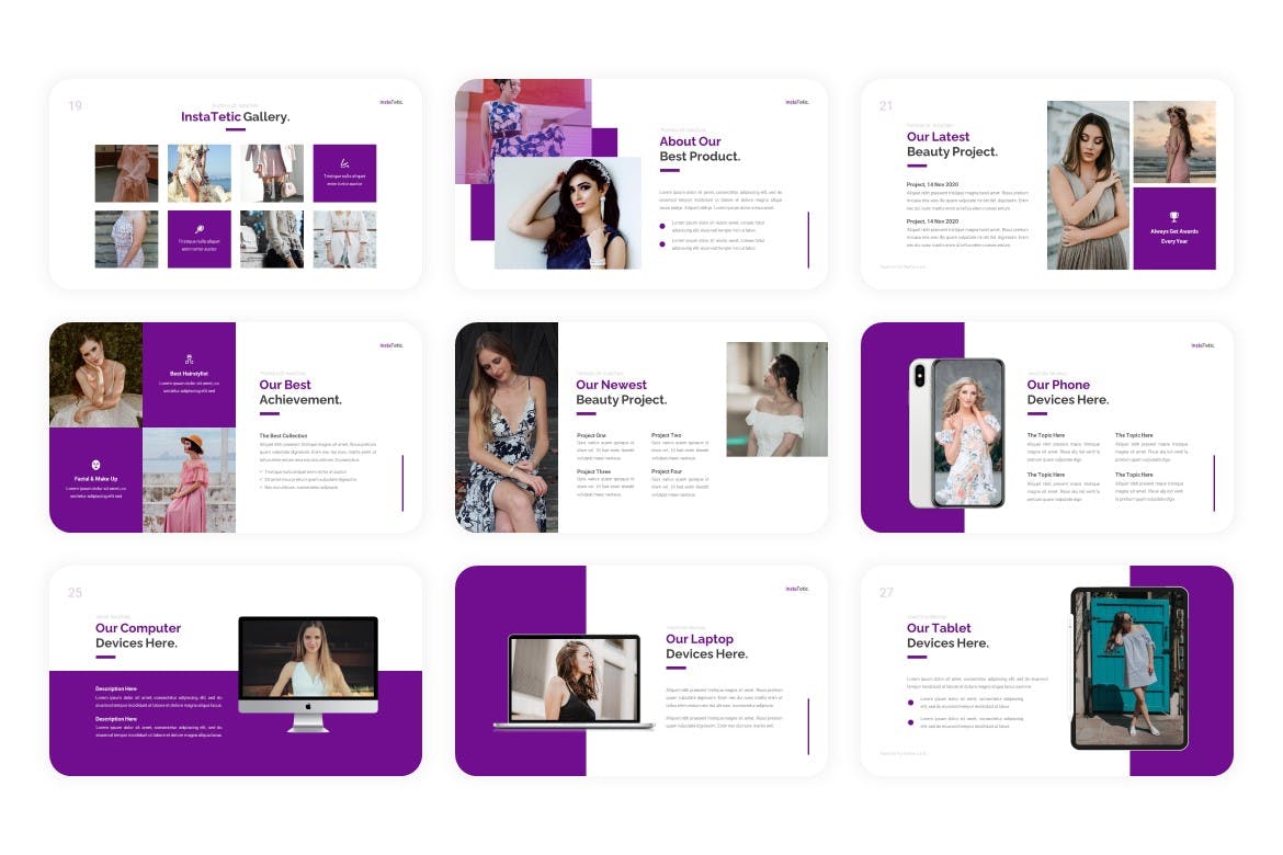 浪漫紫调女装展示推广商业PPT模板免费下载(图4)