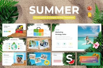 夏季旅行主题活动推广商业PPT模板免费下载
