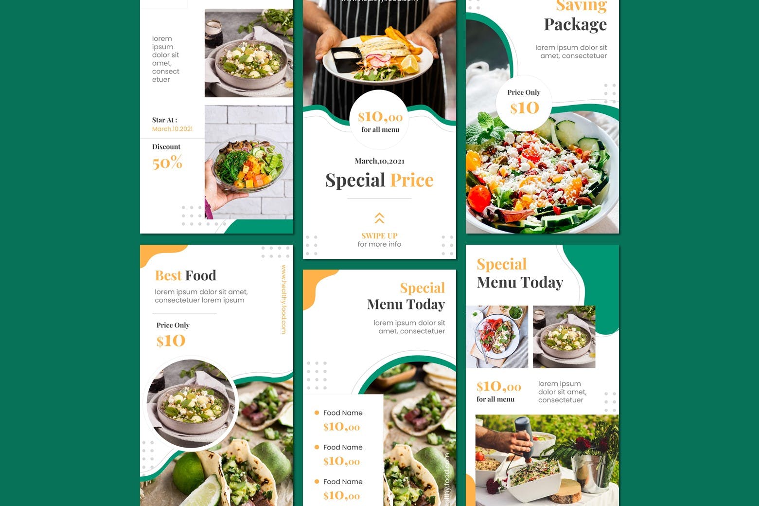 绿色健康食品推广商业竖版PPT模板幻灯片免费下载(图5)