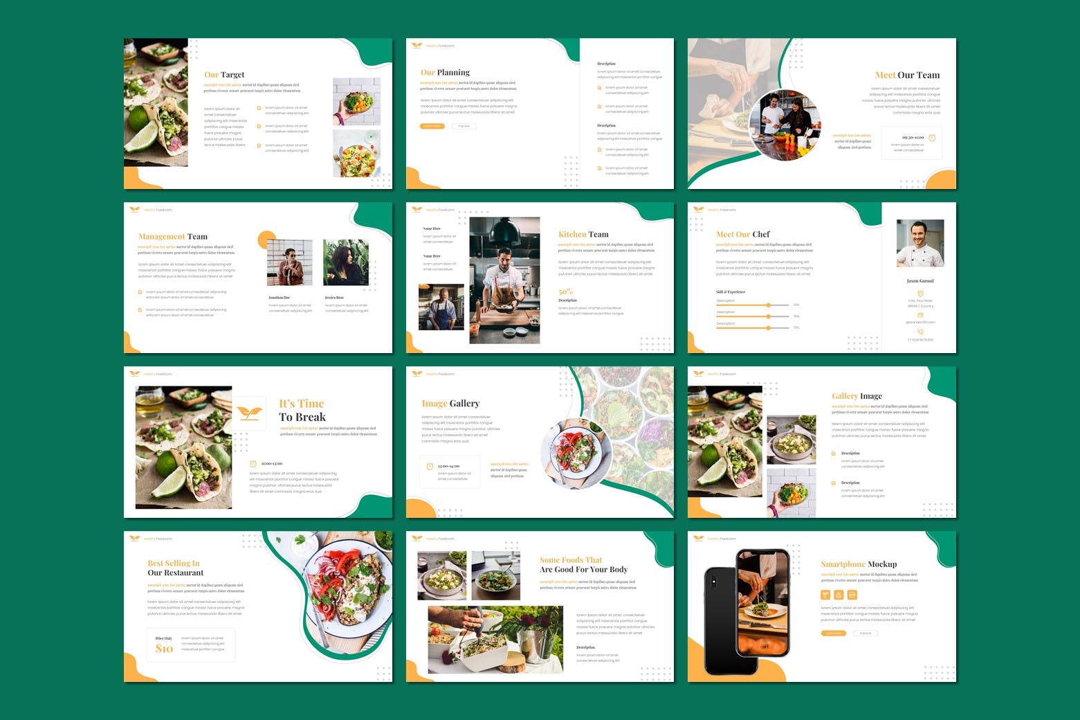 绿色健康食品推广商业竖版PPT模板幻灯片免费下载(图7)