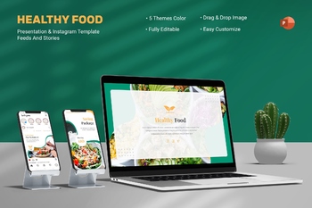 绿色健康食品推广商业竖版PPT模板幻灯片免费下载