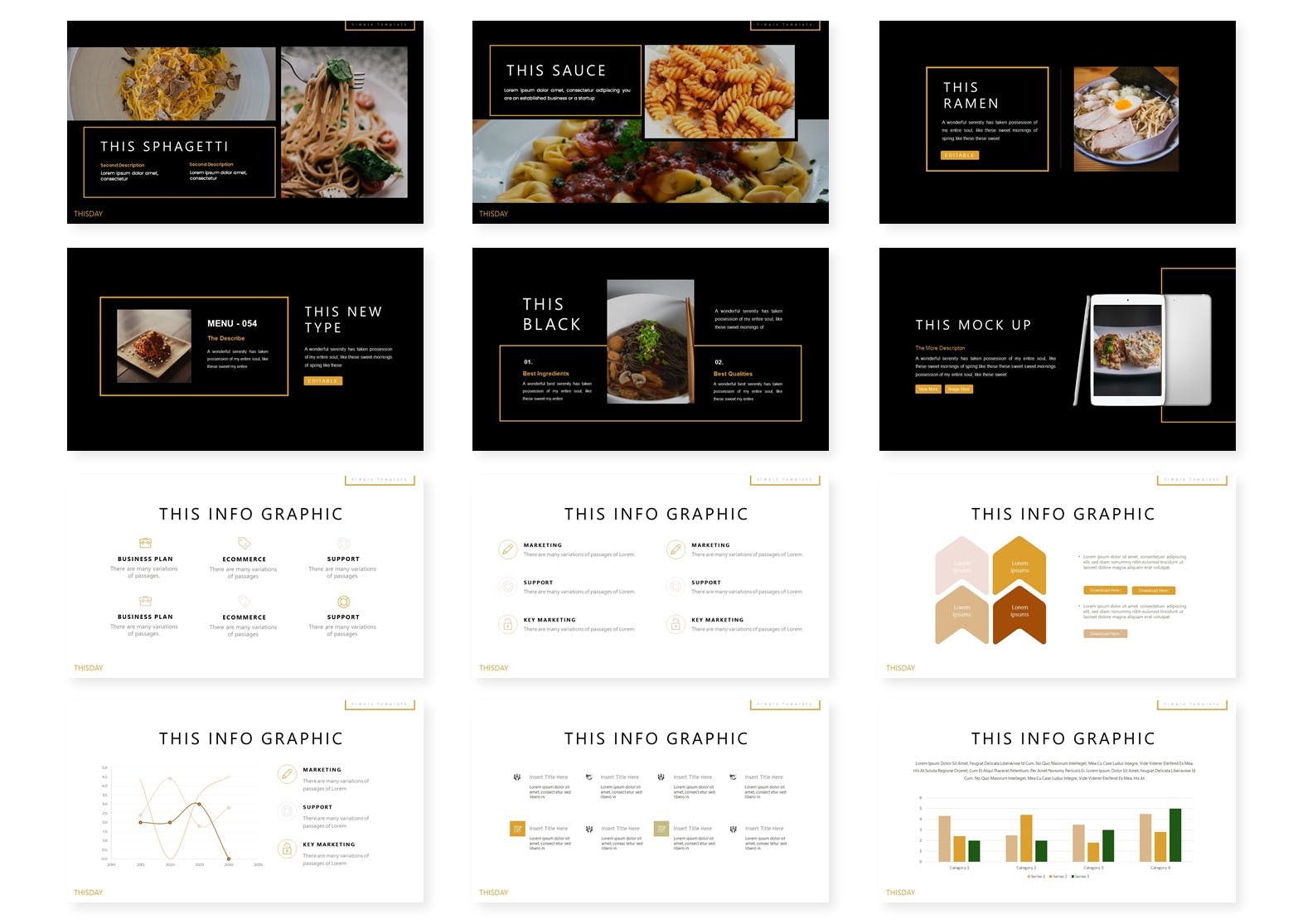 西餐营销推广黑色背景商业PPT幻灯片模板免费下载(图1)