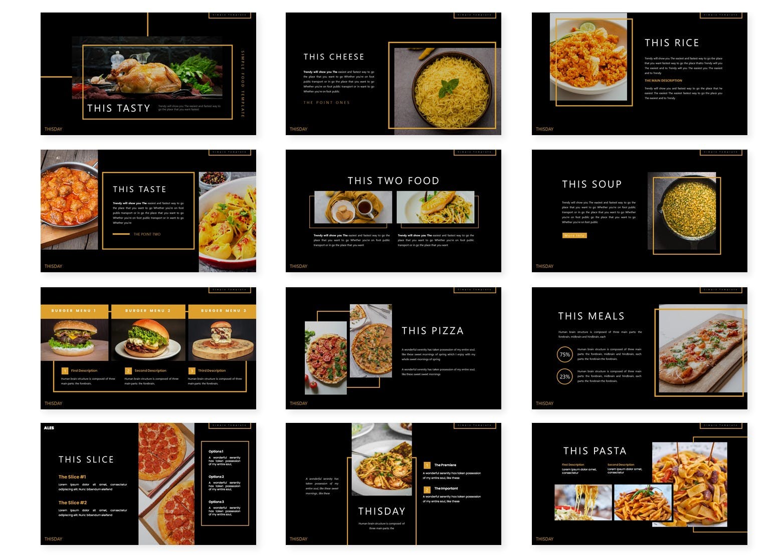 西餐营销推广黑色背景商业PPT幻灯片模板免费下载(图2)