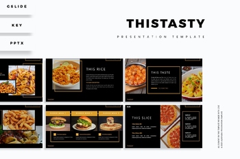 西餐营销推广黑色背景商业PPT幻灯片模板免费下载