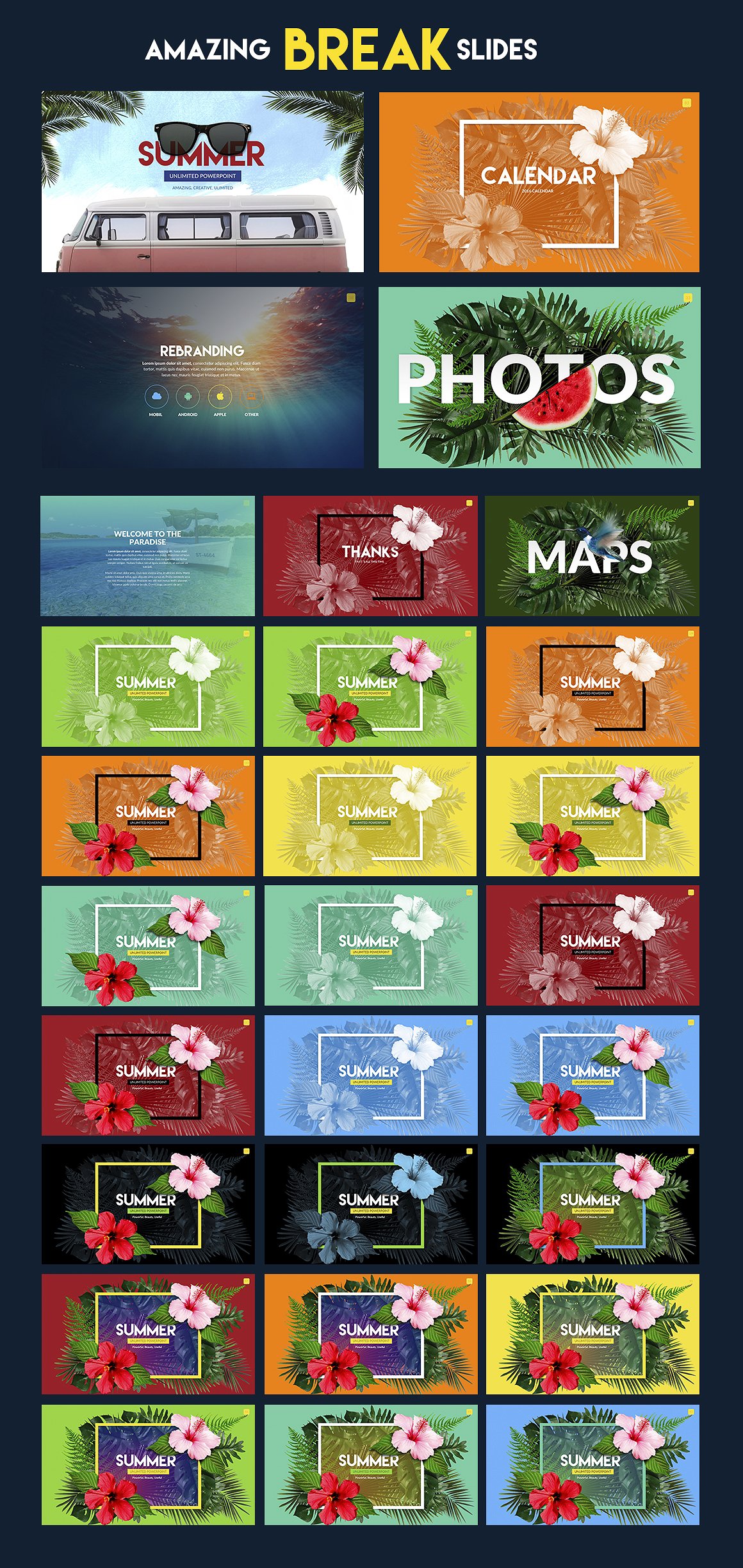 夏季鲜花主题户外旅游度假营销推广PPT海报模版免费下载(图5)
