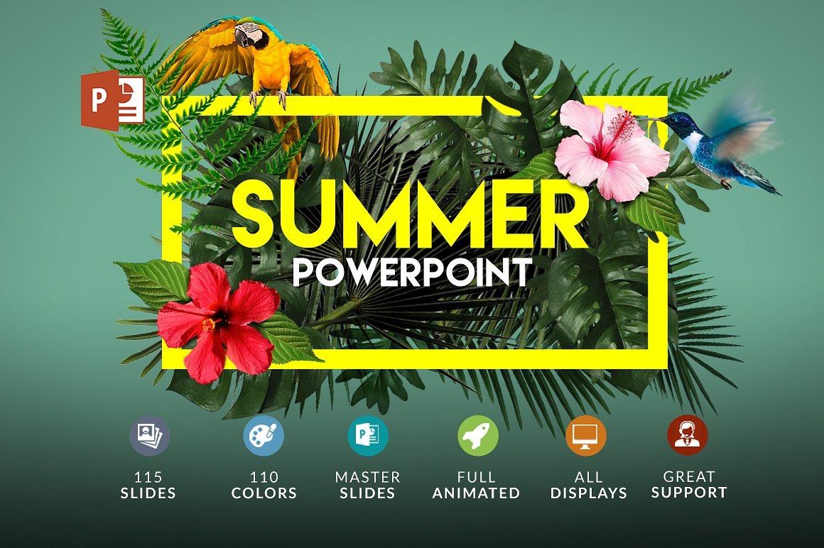 夏季鲜花主题户外旅游度假营销推广PPT海报模版免费下载
