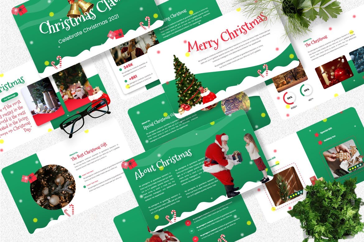 绿色圣诞节公司介绍商业通用PPT模板免费下载(图2)