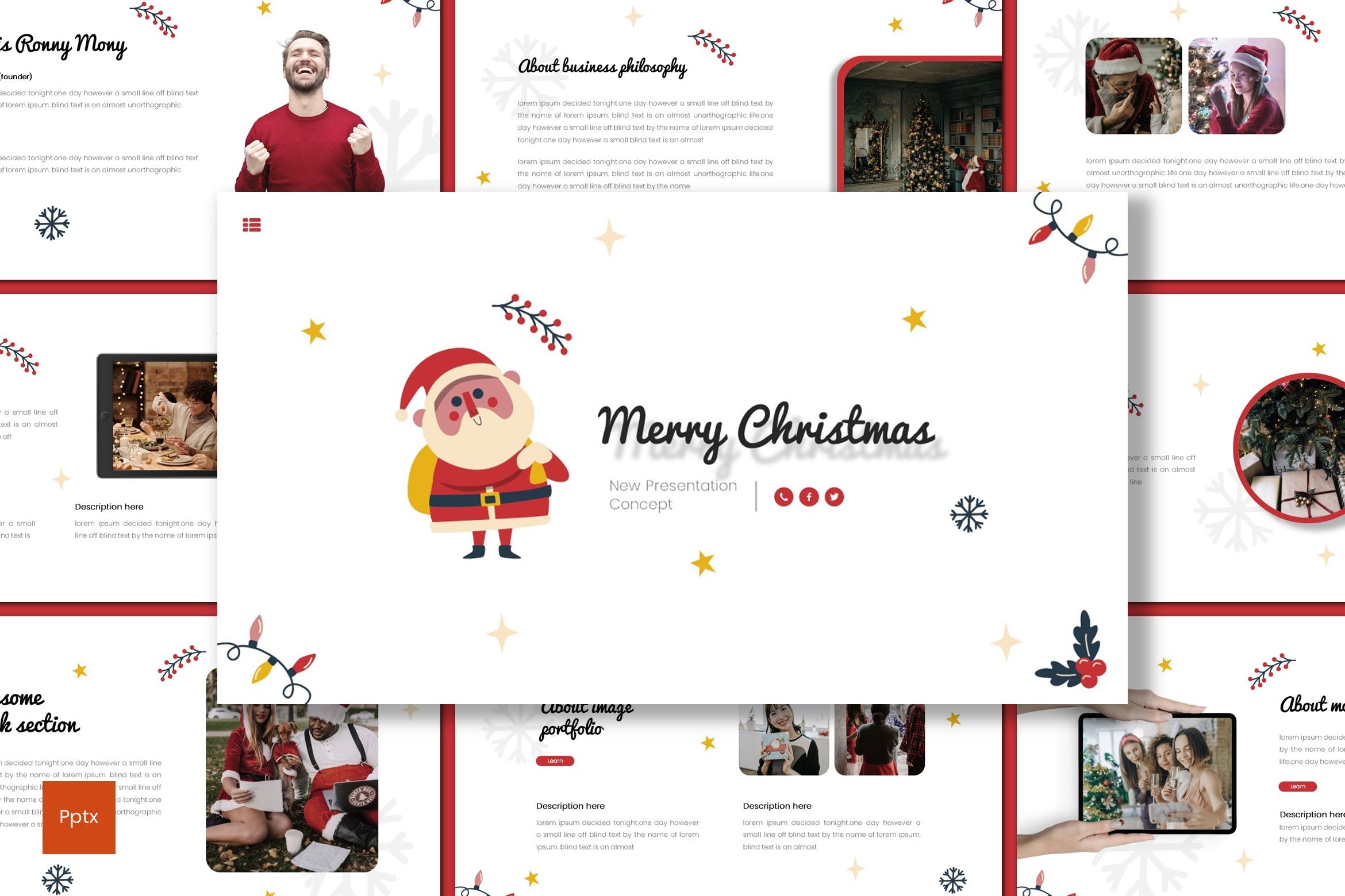 圣诞节主题活动圣诞快乐商业通用PPT模板免费下载