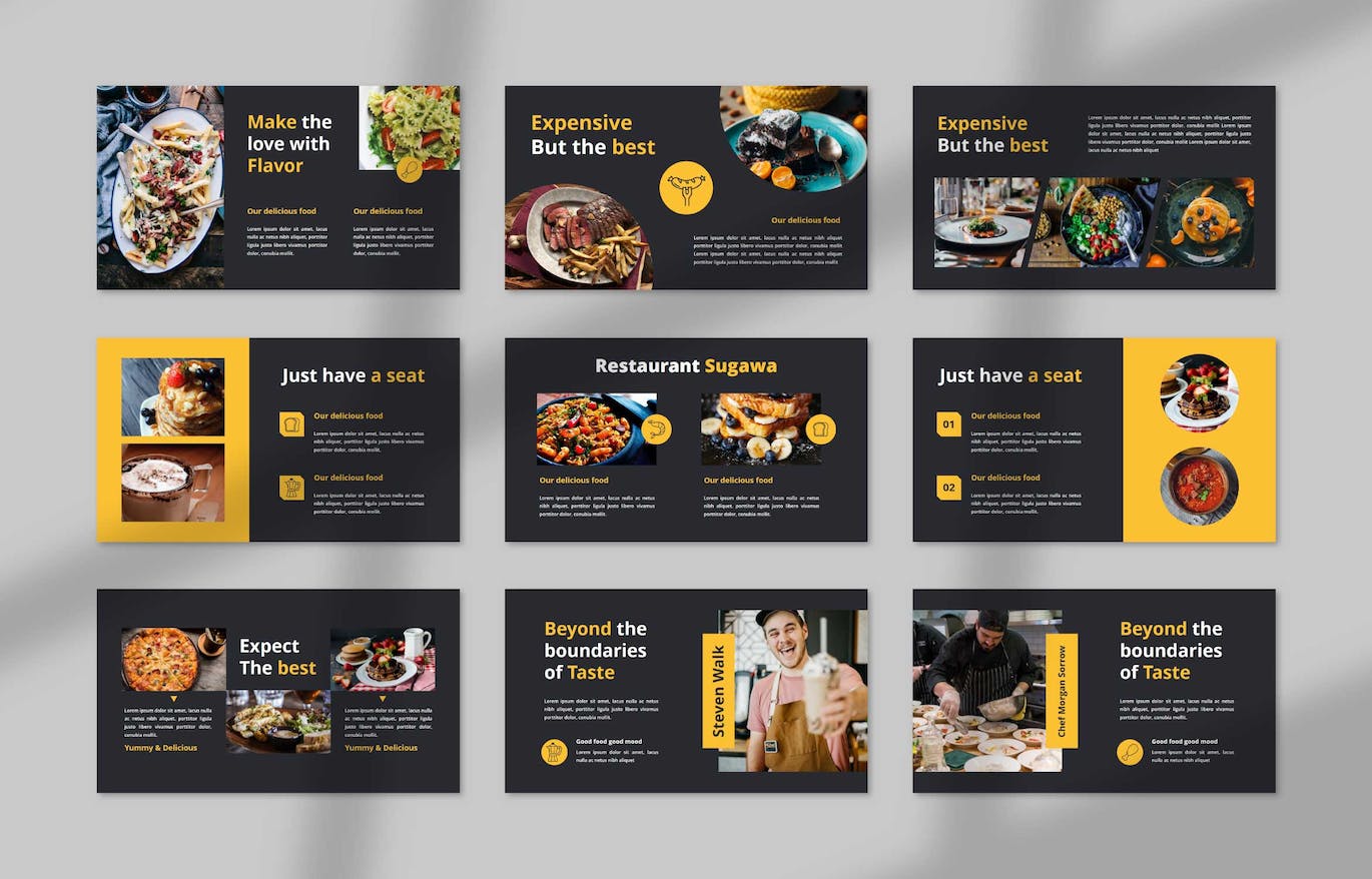 西餐厅美食商业提案推广PPT模板免费下载(图2)