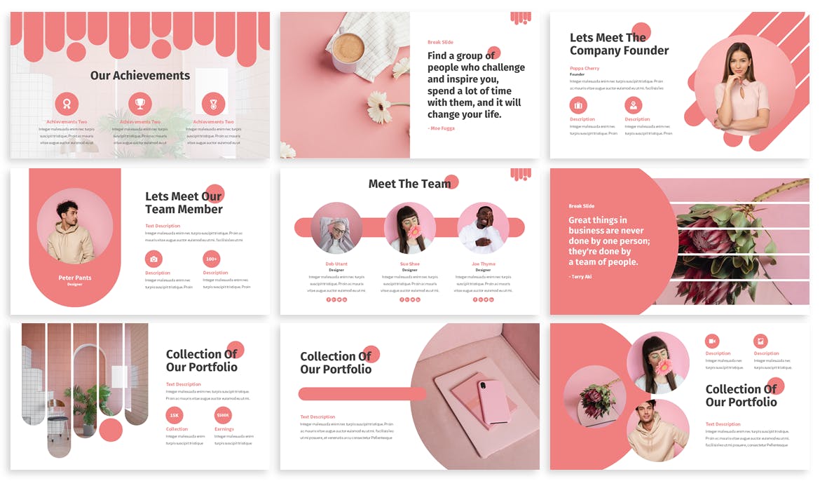 粉色女性时尚数字业务商业PPT模板免费下载(图2)