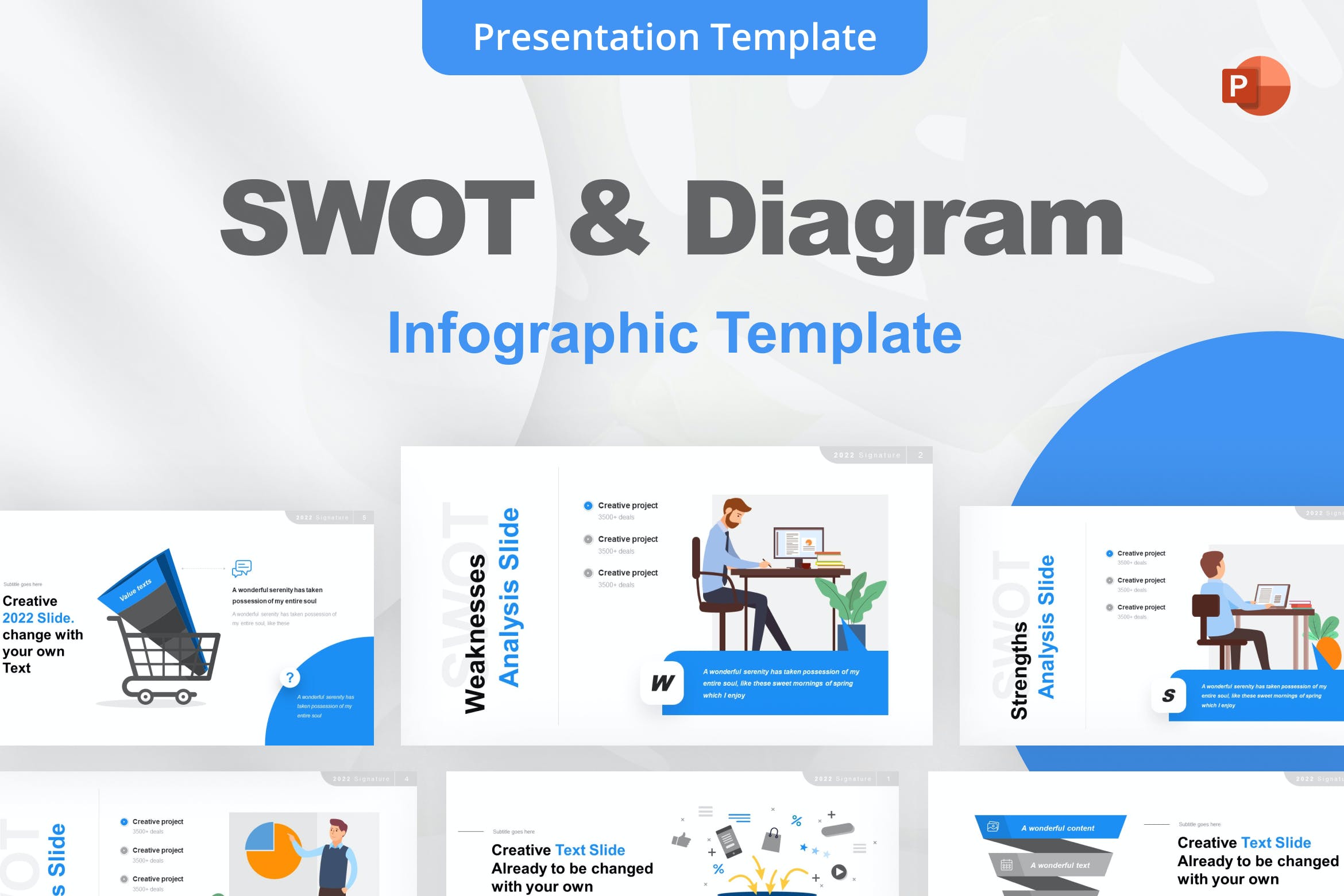 SWOT和图表PPT幻灯片模板免费下载