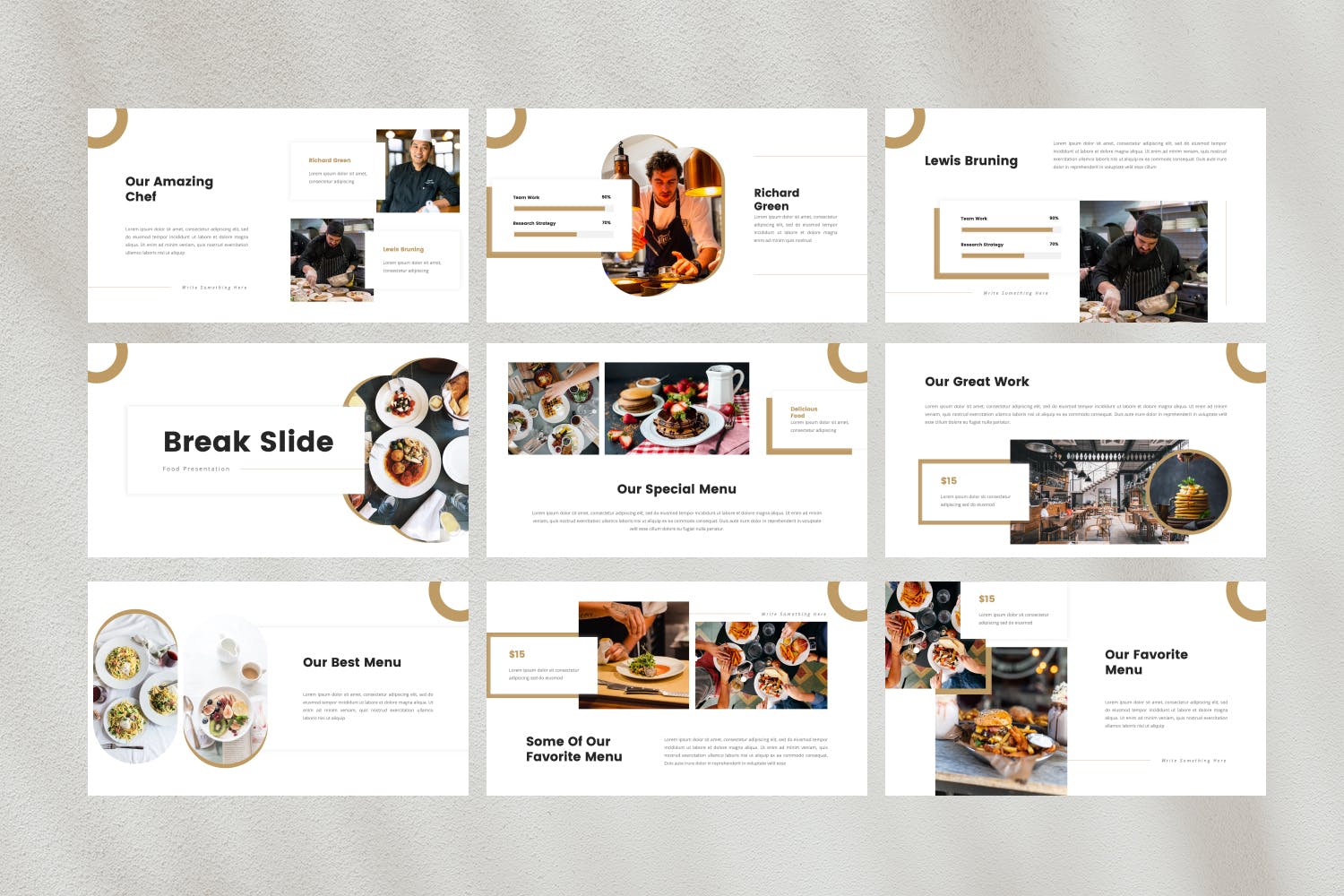 食品菜单展示餐厅PPT幻灯片模板免费下载(图1)