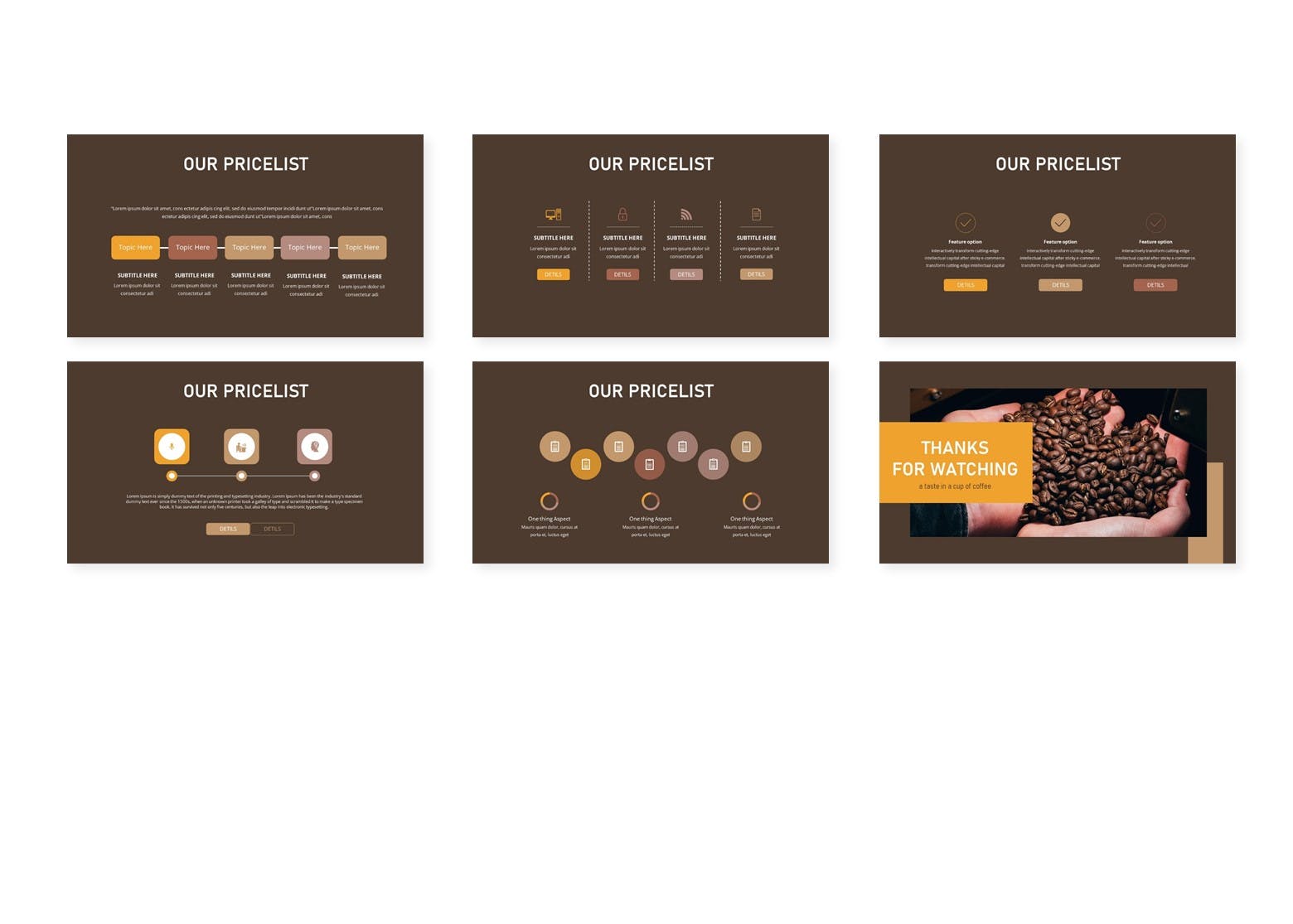 棕色咖啡品牌推广PPT幻灯片模板免费下载(图1)
