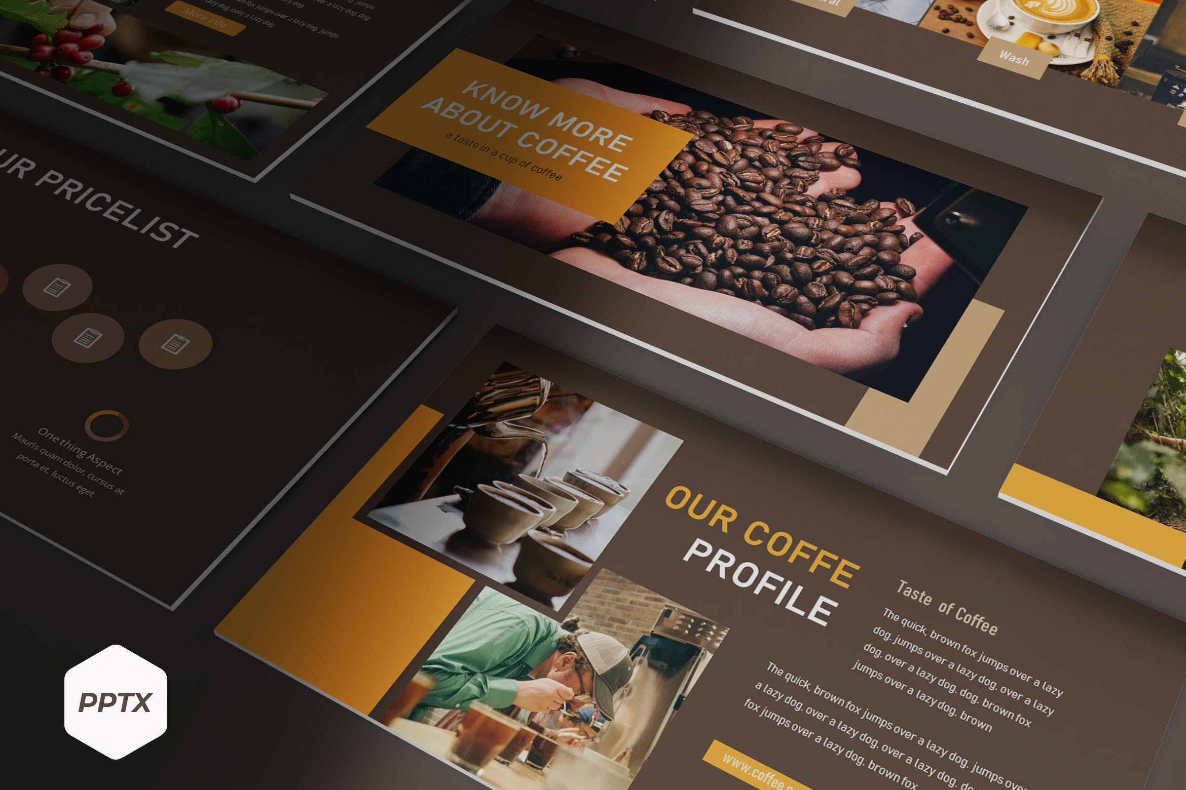 棕色咖啡品牌推广PPT幻灯片模板免费下载