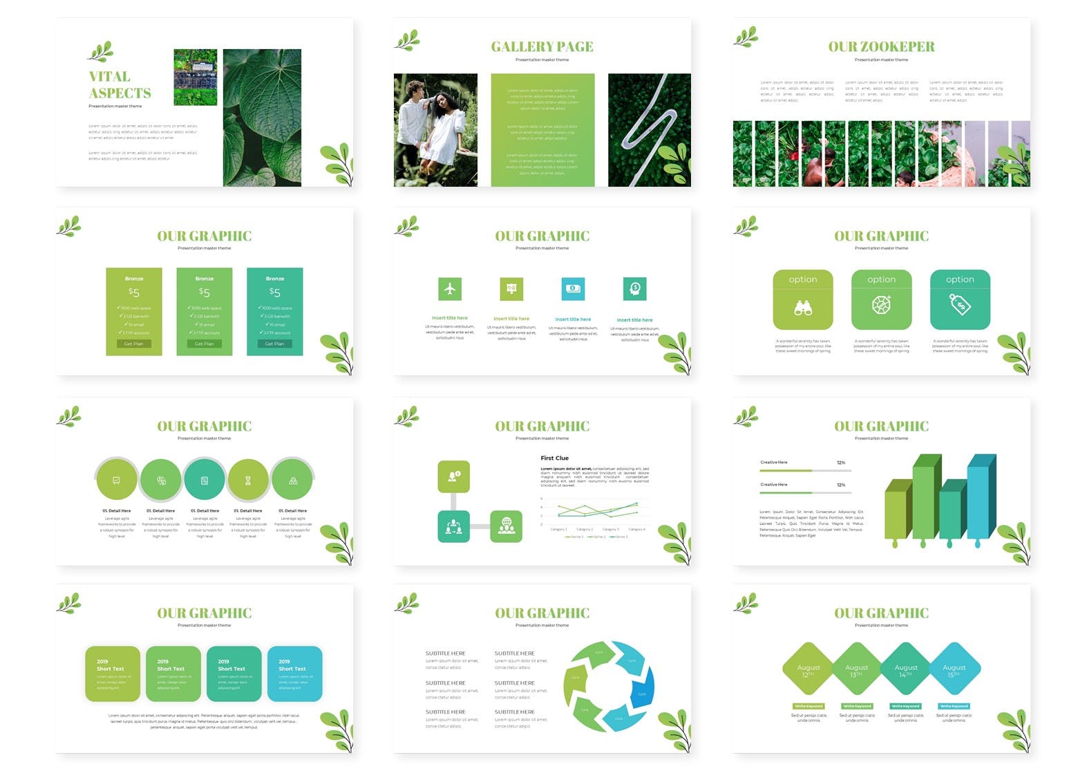 绿色自然绿植环保商业PPT幻灯片模板免费下载(图2)