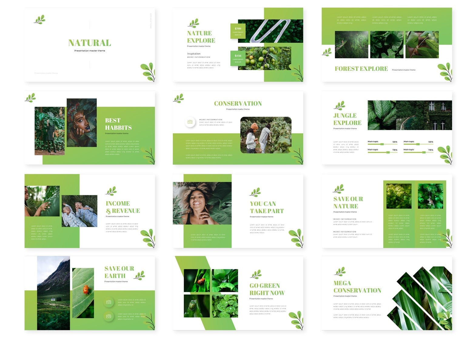 绿色自然绿植环保商业PPT幻灯片模板免费下载(图3)